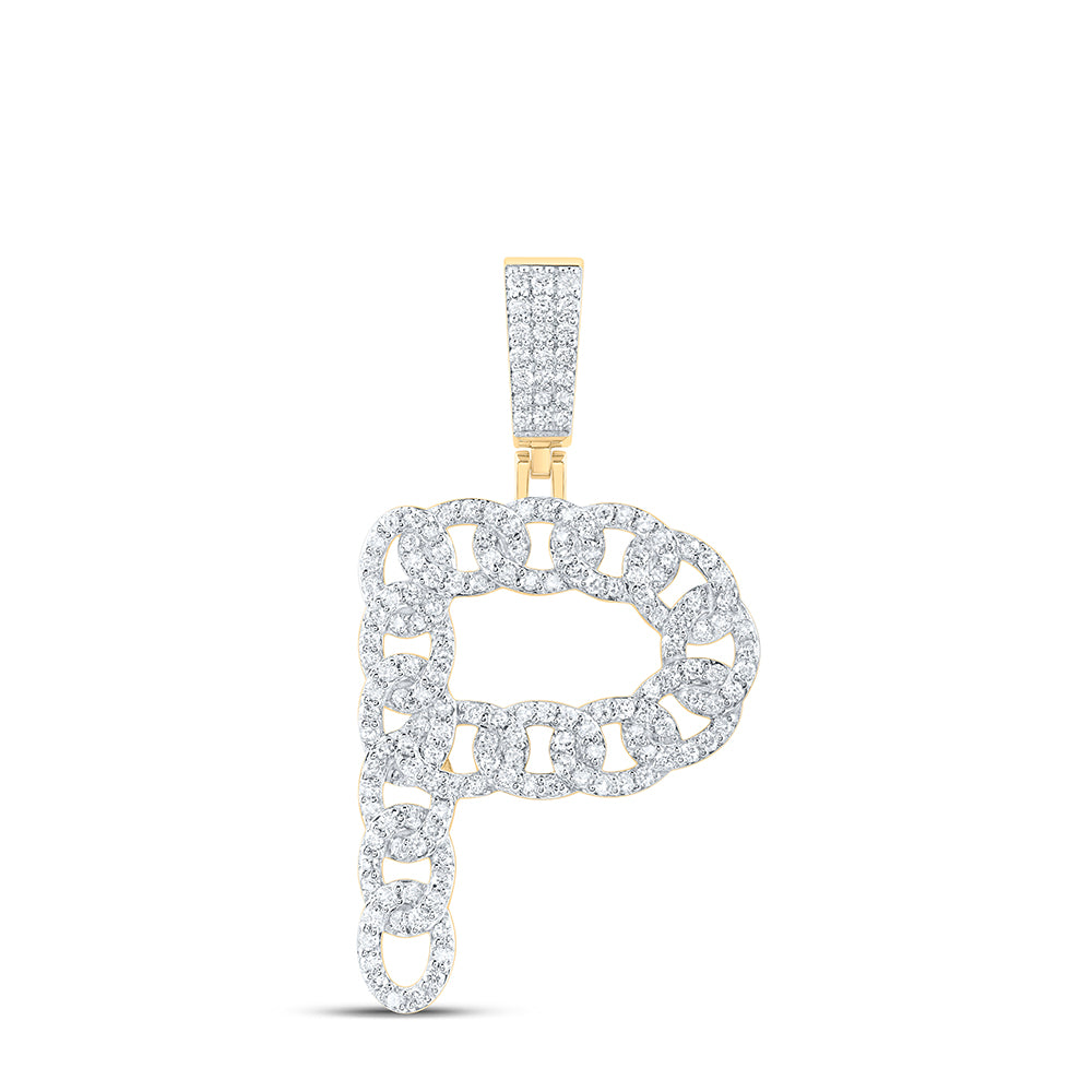 10kt Yellow Gold Diamond Cuban Initial Mens Pendant