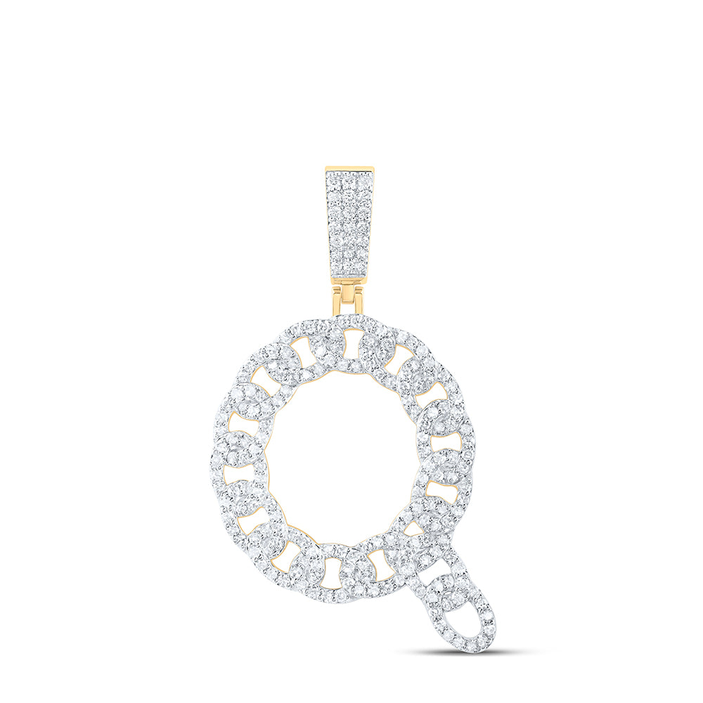 10kt Yellow Gold Diamond Cuban Initial Mens Pendant