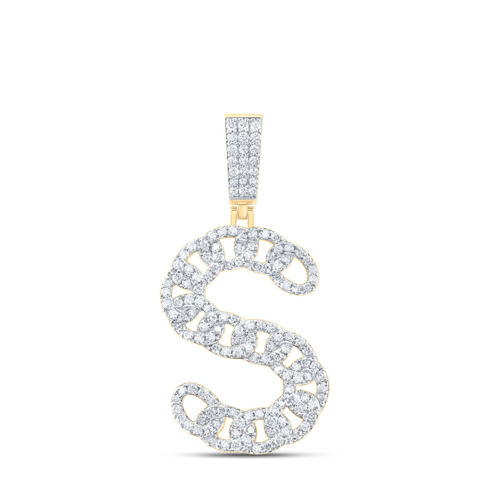 10kt Yellow Gold Diamond Cuban Initial Mens Pendant