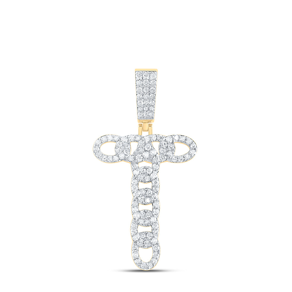 10kt Yellow Gold Diamond Cuban Initial Mens Pendant