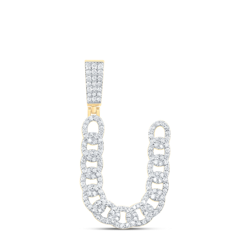 10kt Yellow Gold Diamond Cuban Initial Mens Pendant