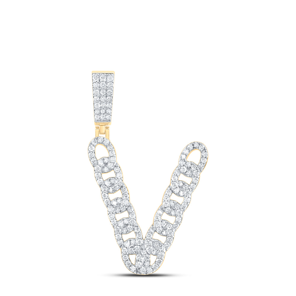 10kt Yellow Gold Diamond Cuban Initial Mens Pendant