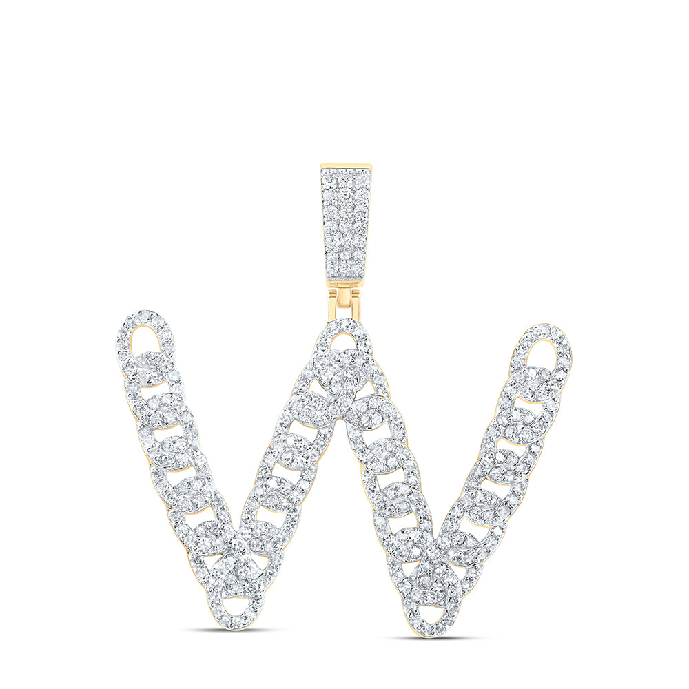 10kt Yellow Gold Diamond Cuban Initial Mens Pendant