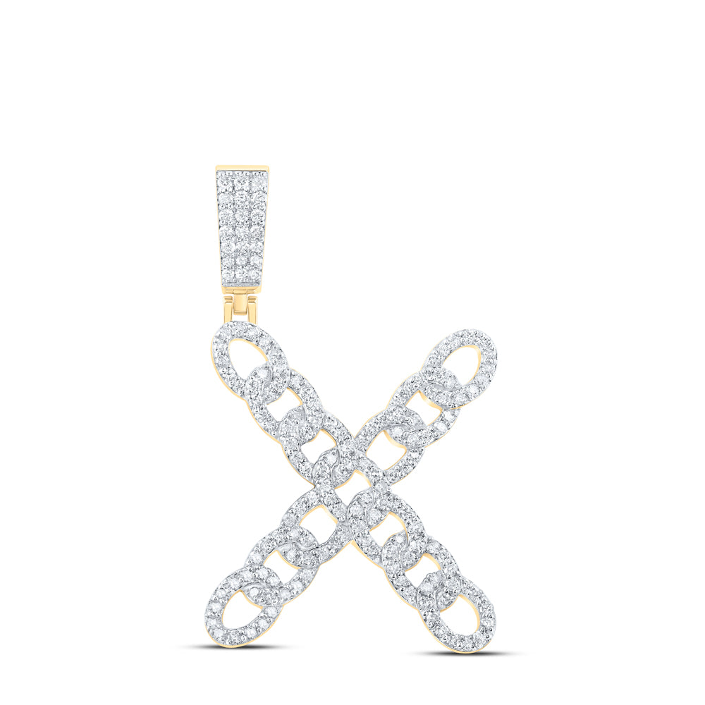 10kt Yellow Gold Diamond Cuban Initial Mens Pendant