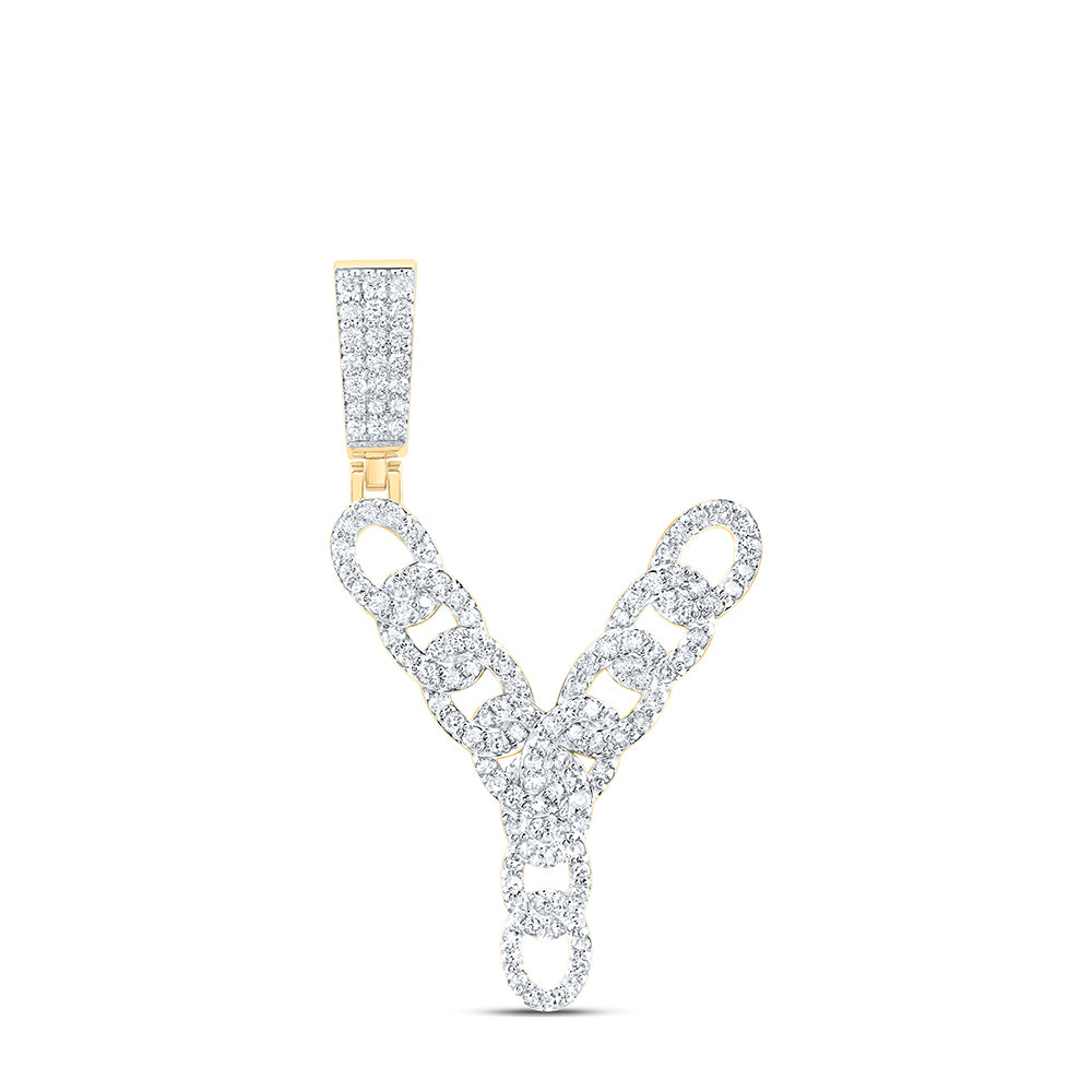 10kt Yellow Gold Diamond Cuban Initial Mens Pendant