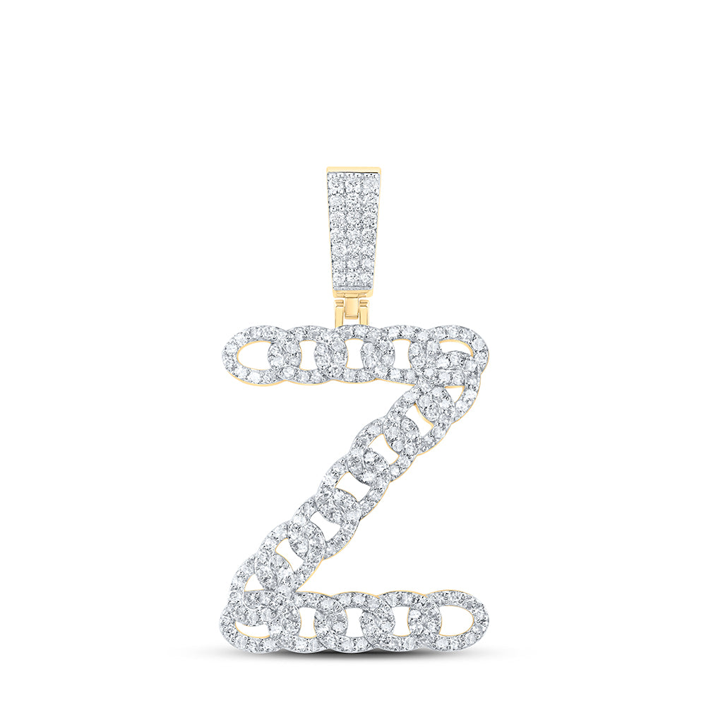 10kt Yellow Gold Diamond Cuban Initial Mens Pendant