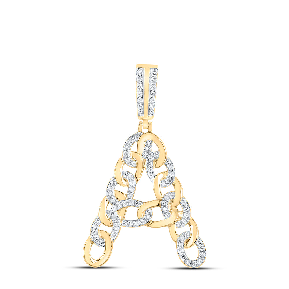 10kt Yellow Gold Diamond Cuban Initial Mens Pendant