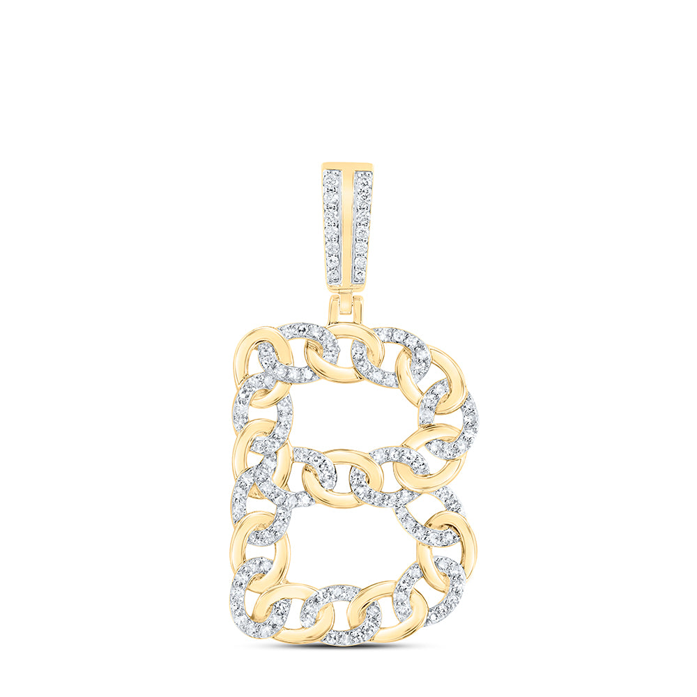 10kt Yellow Gold Diamond Cuban Initial Mens Pendant