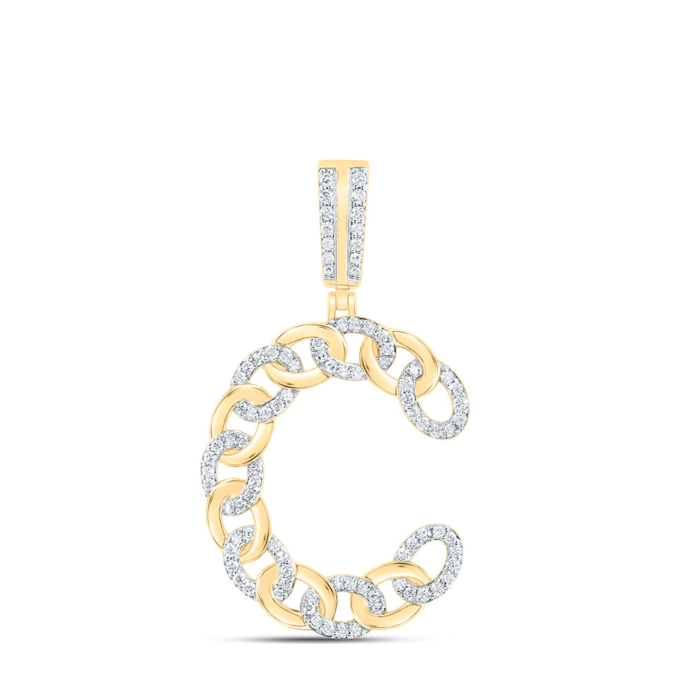 10kt Yellow Gold Diamond Cuban Initial Mens Pendant