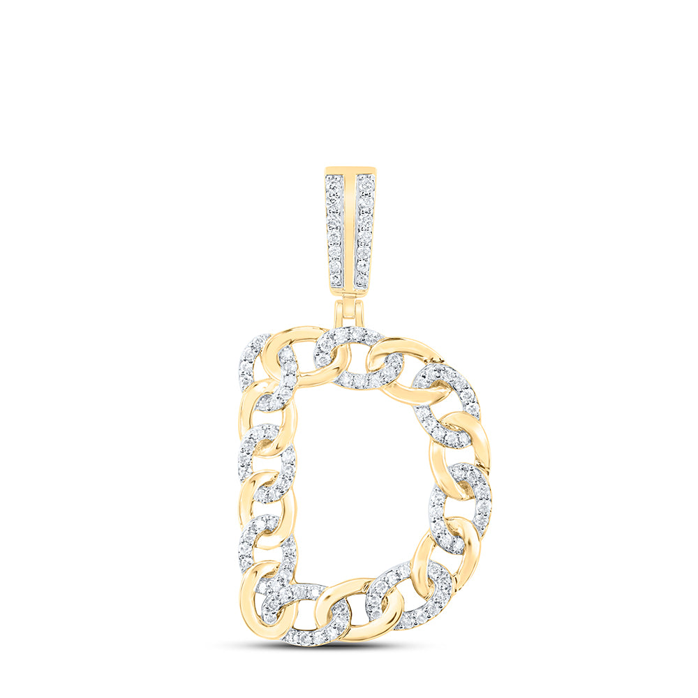 10kt Yellow Gold Diamond Cuban Initial Mens Pendant