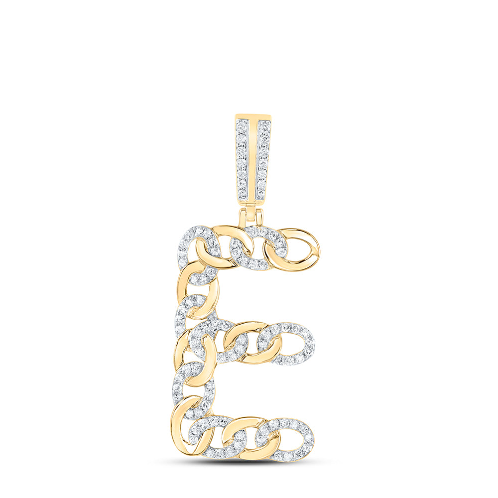 10kt Yellow Gold Diamond Cuban Initial Mens Pendant