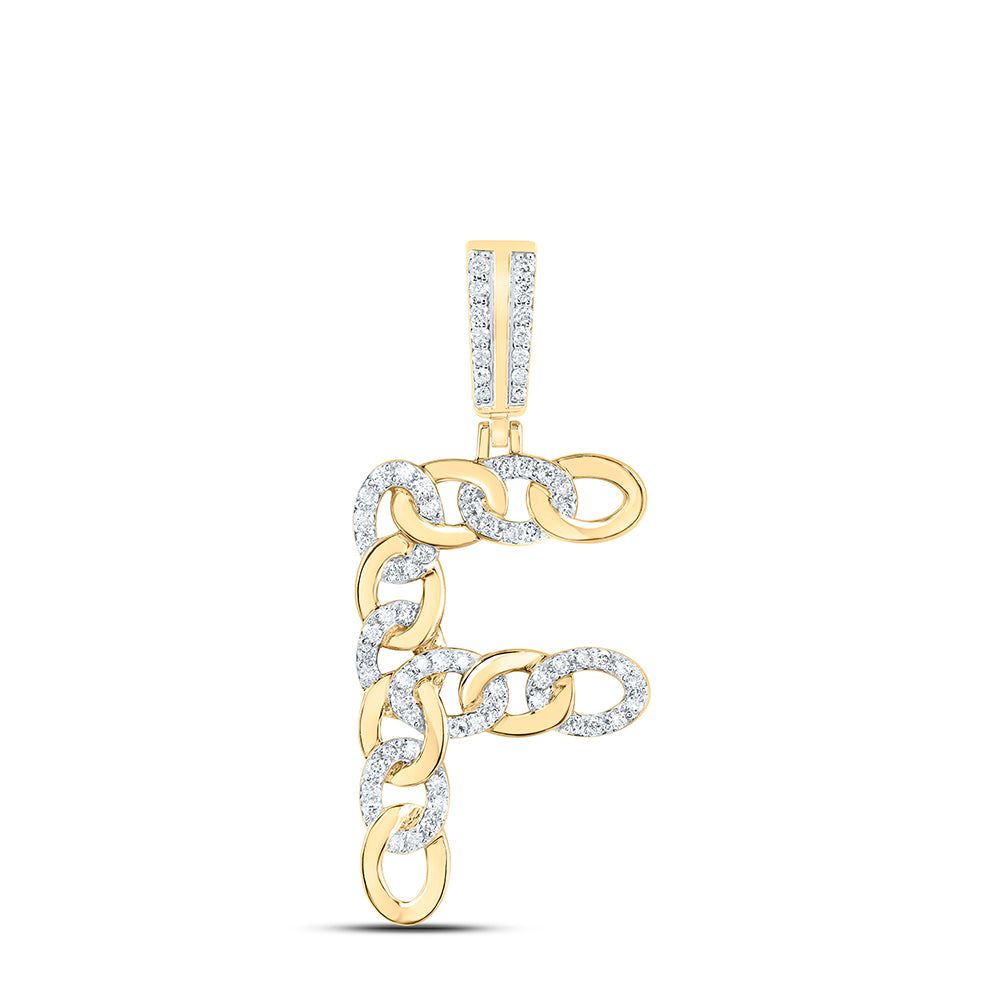 10kt Yellow Gold Diamond Cuban Initial Mens Pendant