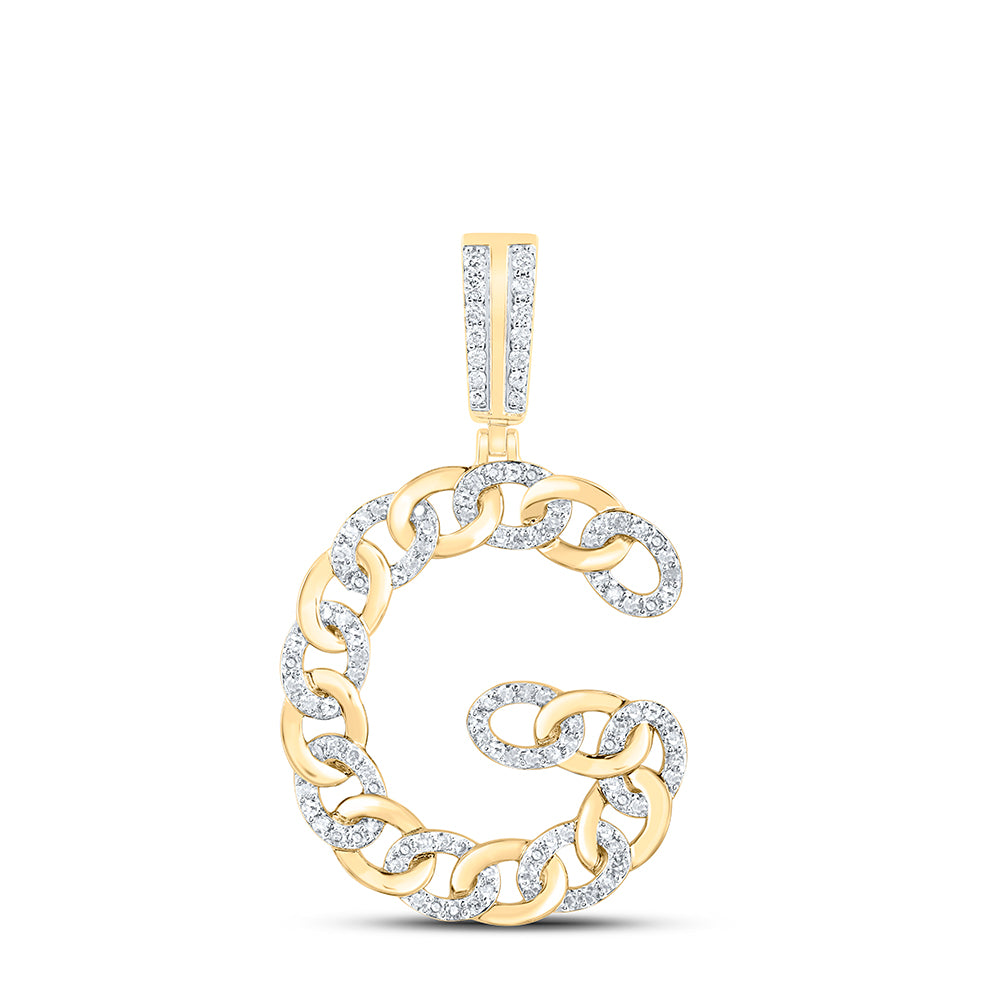 10kt Yellow Gold Diamond Cuban Initial Mens Pendant
