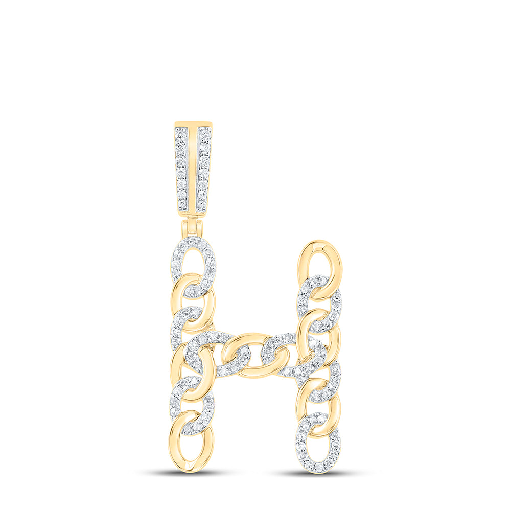 10kt Yellow Gold Diamond Cuban Initial Mens Pendant