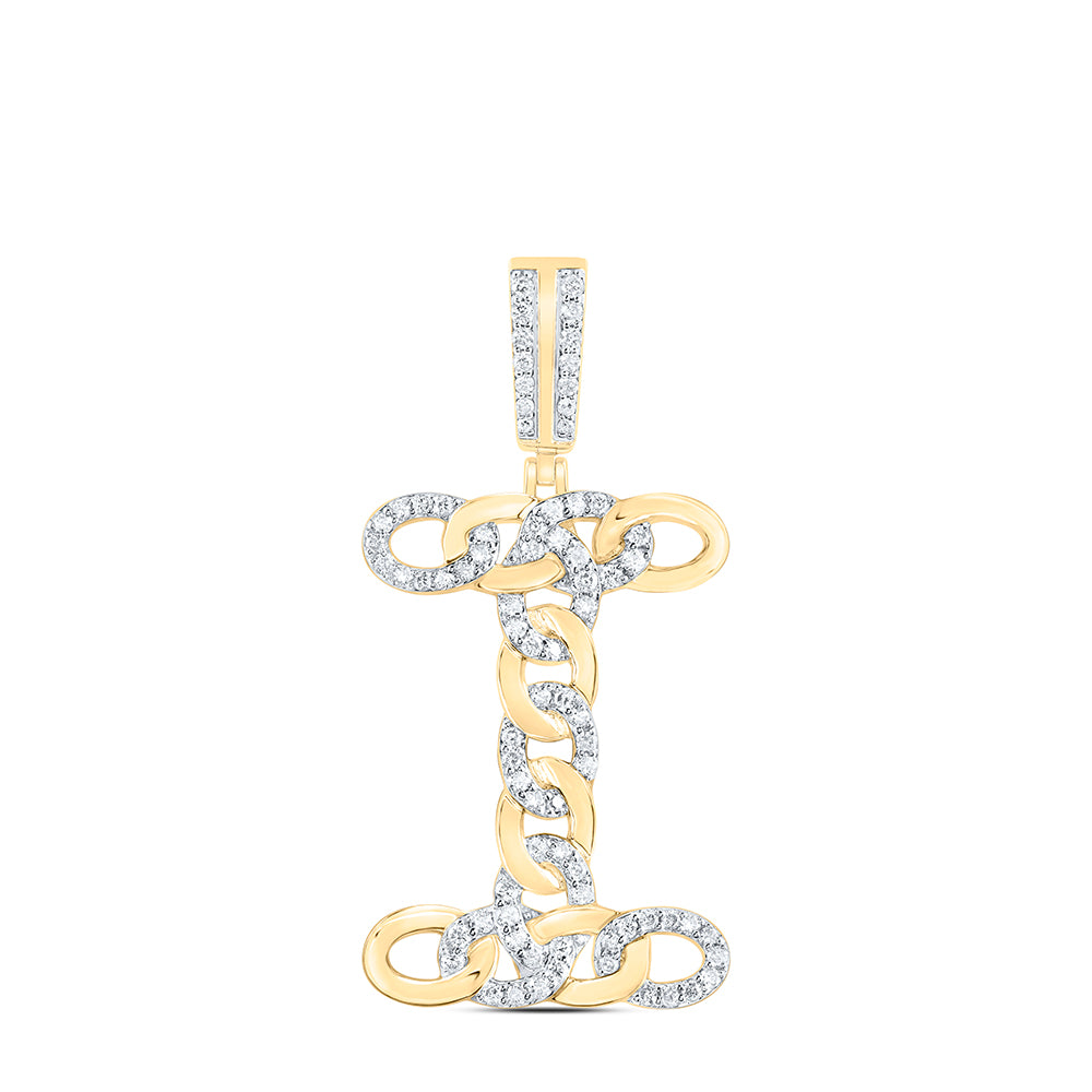 10kt Yellow Gold Diamond Cuban Initial Mens Pendant