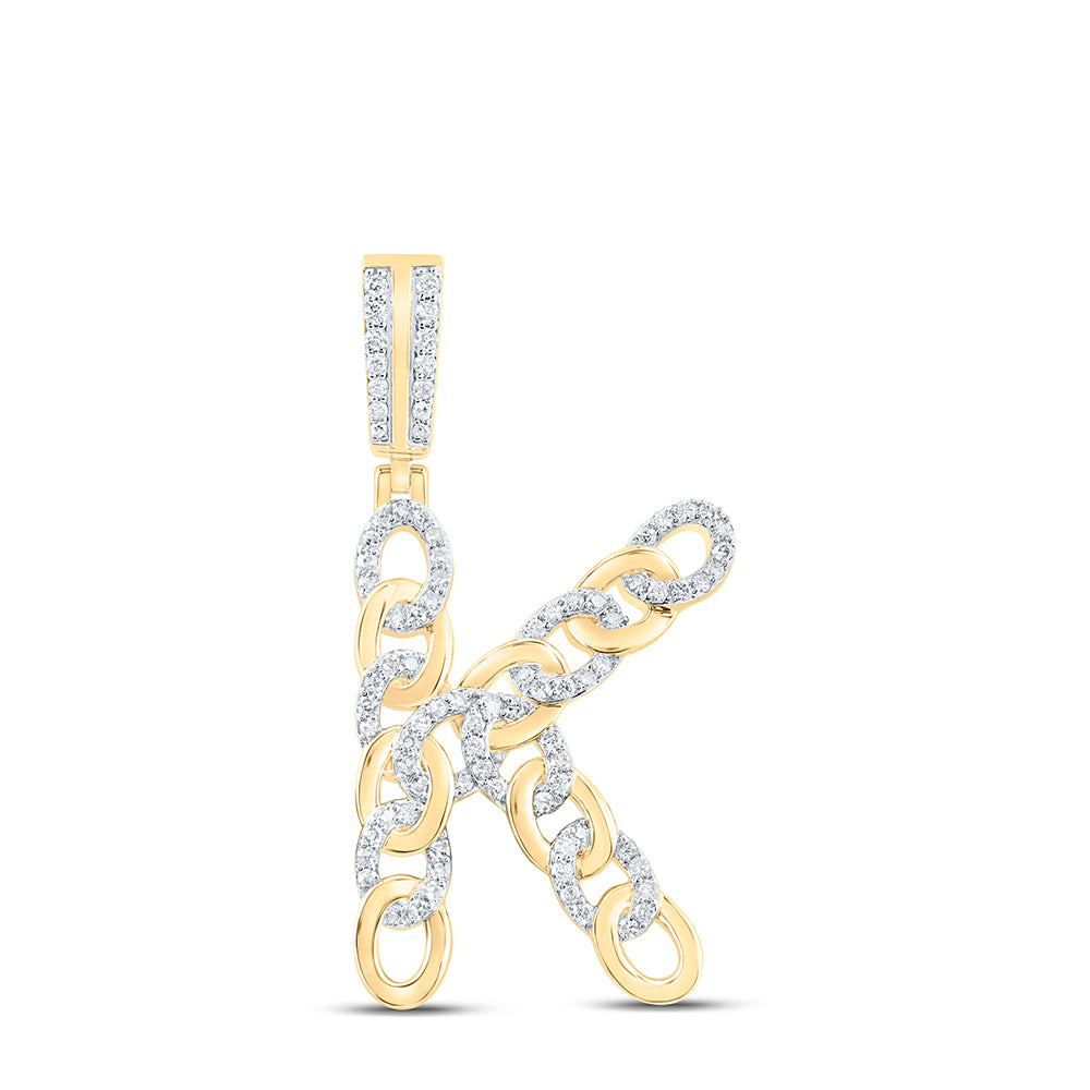 10kt Yellow Gold Diamond Cuban Initial Mens Pendant
