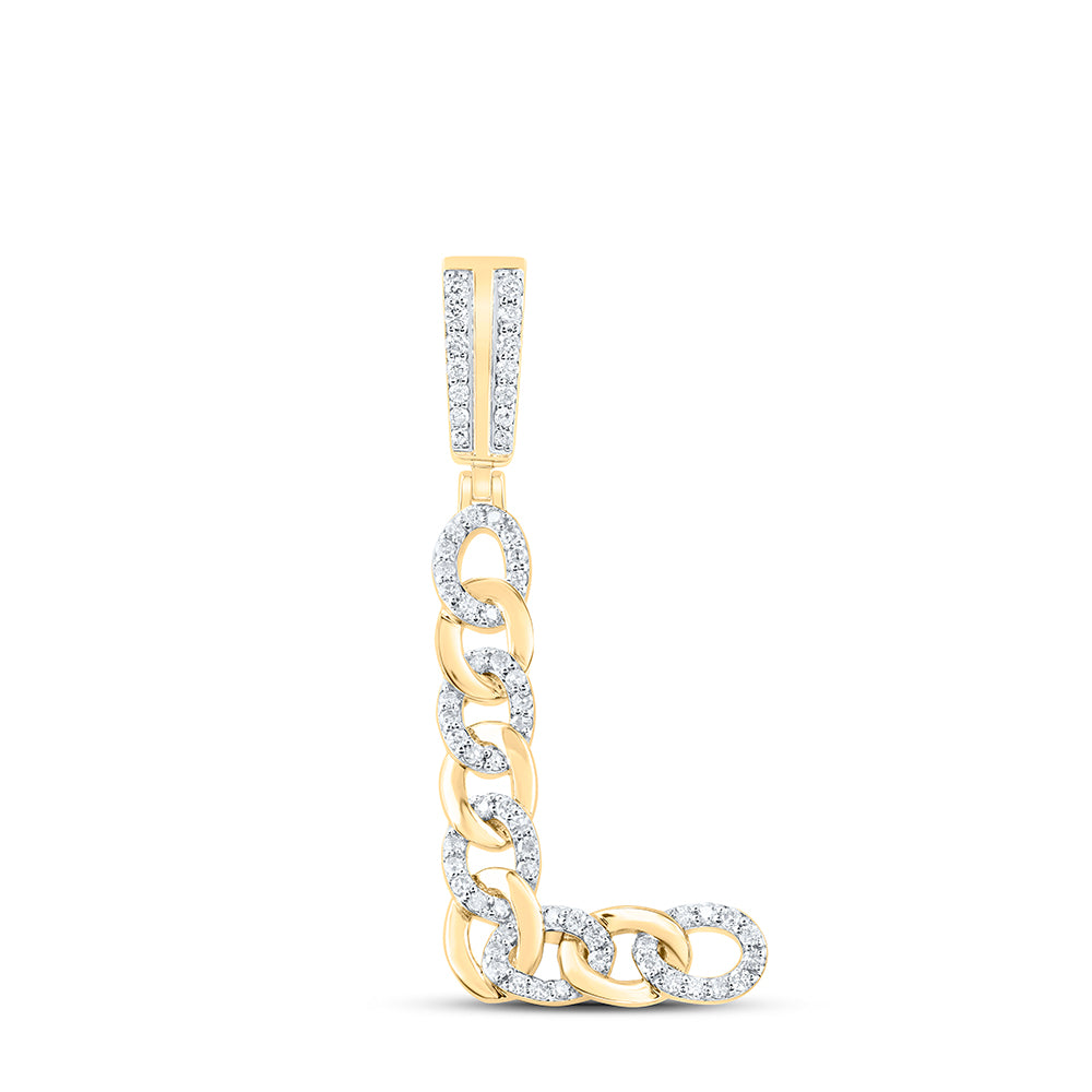 10kt Yellow Gold Diamond Cuban Initial Mens Pendant
