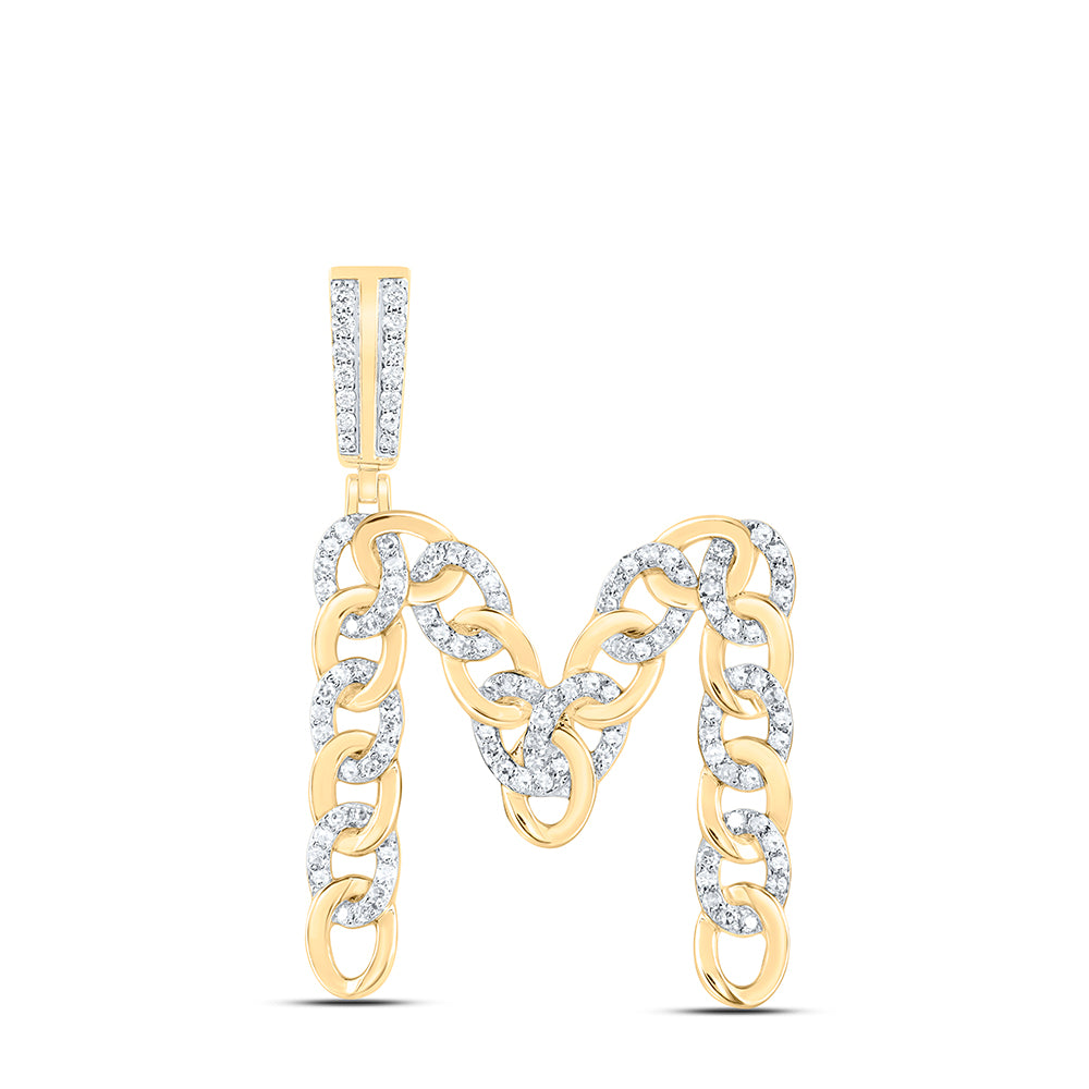 10kt Yellow Gold Diamond Cuban Initial Mens Pendant