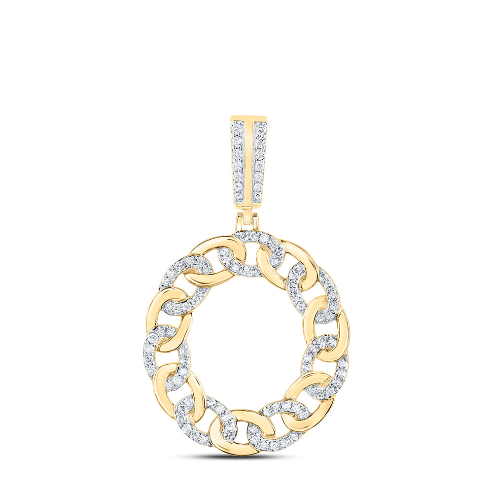 10kt Yellow Gold Diamond Cuban Initial Mens Pendant