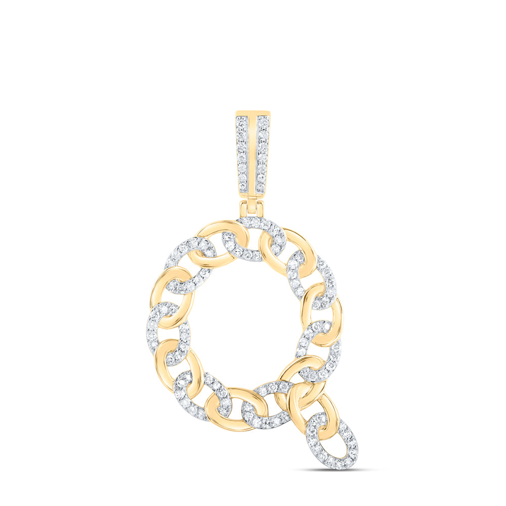 10kt Yellow Gold Diamond Cuban Initial Mens Pendant