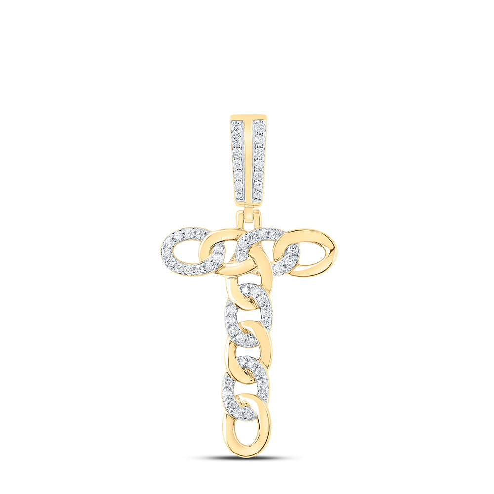 10kt Yellow Gold Diamond Cuban Initial Mens Pendant