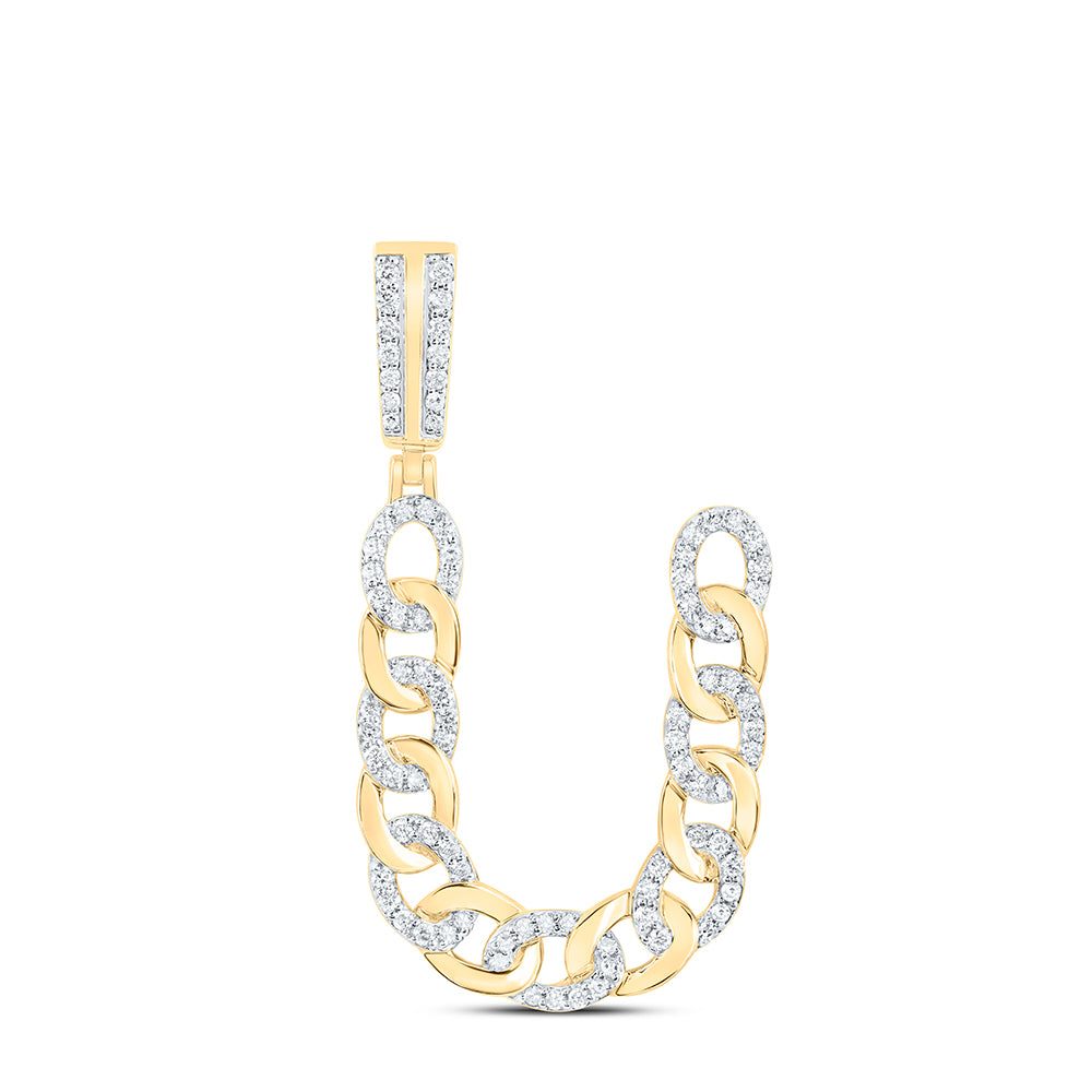 10kt Yellow Gold Diamond Cuban Initial Mens Pendant