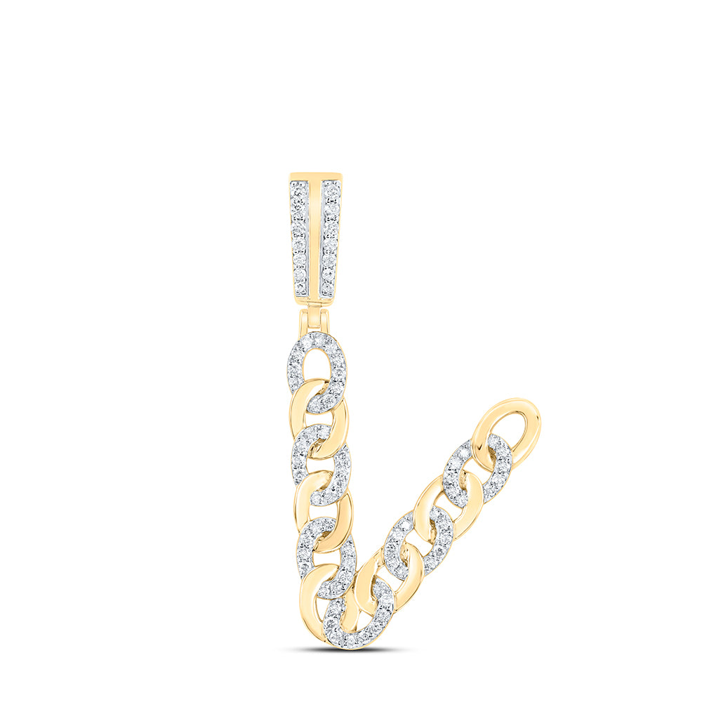 10kt Yellow Gold Diamond Cuban Initial Mens Pendant