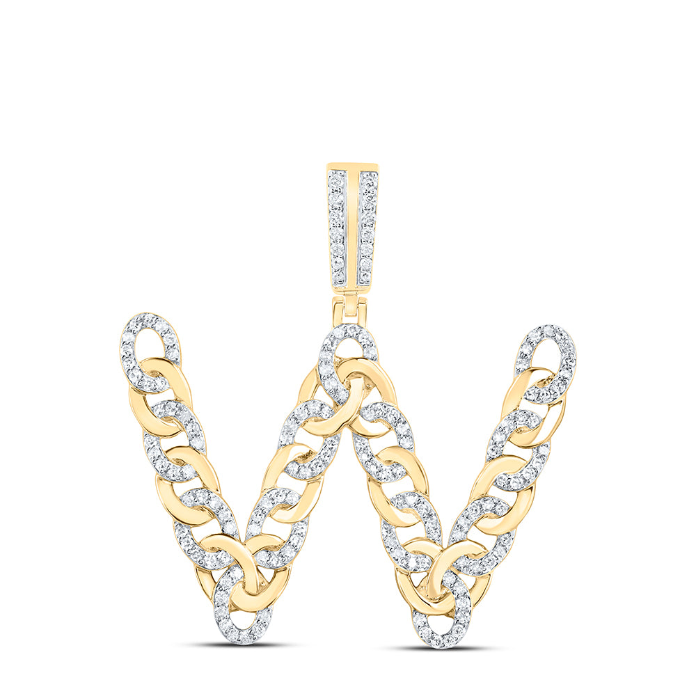 10kt Yellow Gold Diamond Cuban Initial Mens Pendant