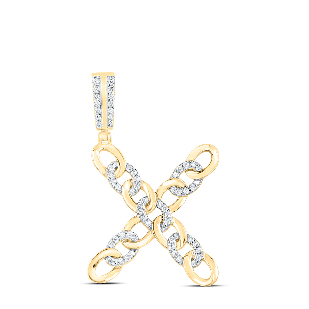10kt Yellow Gold Diamond Cuban Initial Mens Pendant