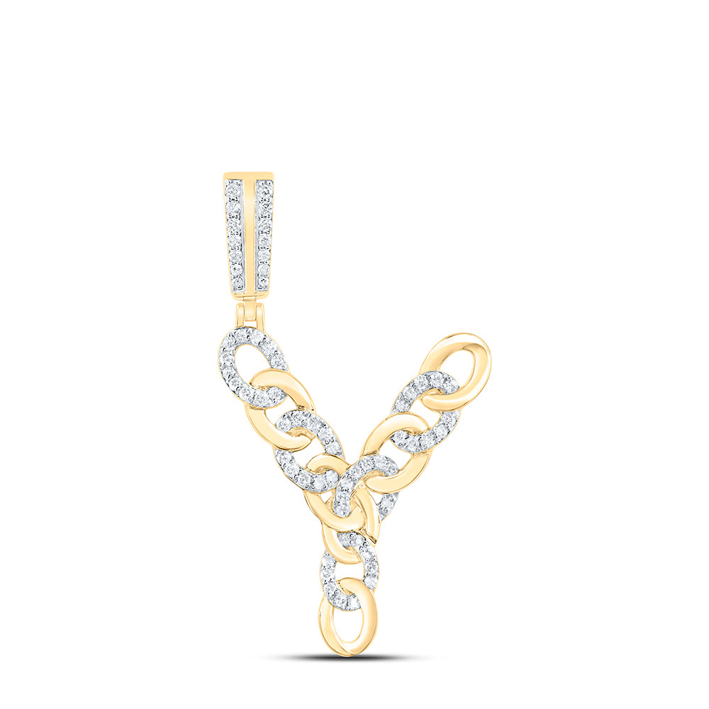 10kt Yellow Gold Diamond Cuban Initial Mens Pendant
