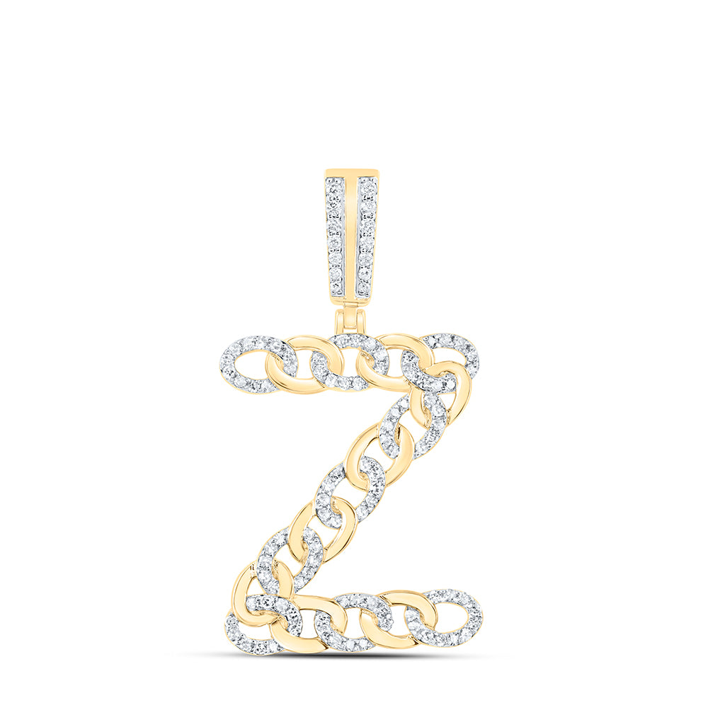 10kt Yellow Gold Diamond Cuban Initial Mens Pendant