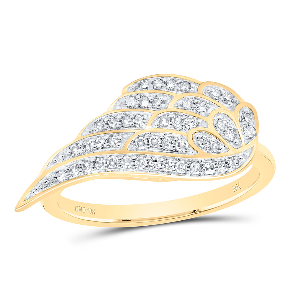 10kt Yellow Gold 1/5 Cttw Diamond Angel Wing Wedding Engagement Anniversary Ring, Women Size: 5-9