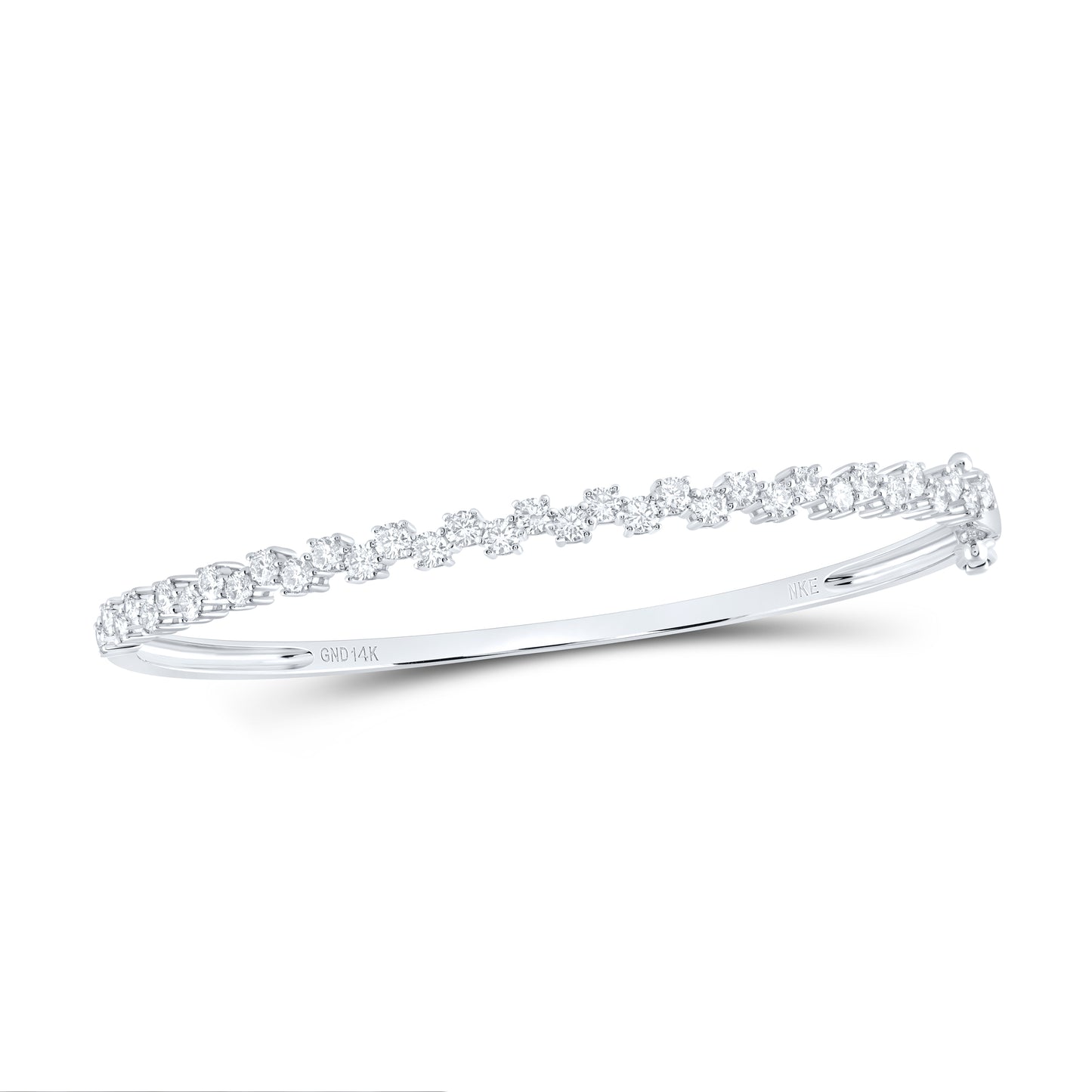 14K Yellow or White Gold 1 3/8 Ctw Diamond Fashion Bangle (54X45MM)