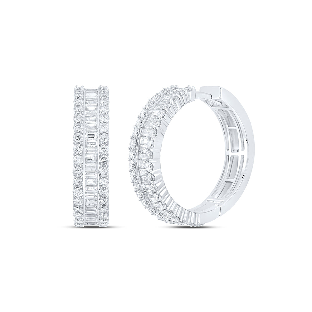 14kt White Gold 2 3/4 Cttw Diamond Ana M Hoop Earring