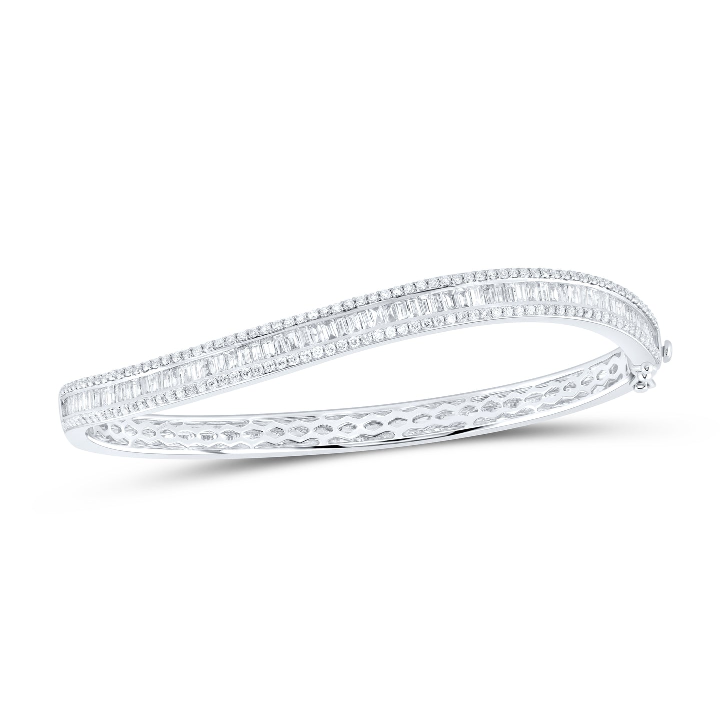 14kt White Gold 2 1/3 Cttw Diamond Ana M Fashion Bangle (60x48mm)