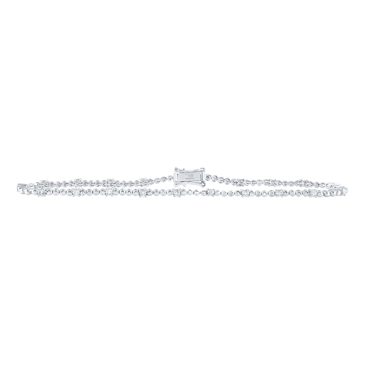 10kt White Gold 1/2 Cttw Diamond Fashion Bracelet, Length: 7 Inch