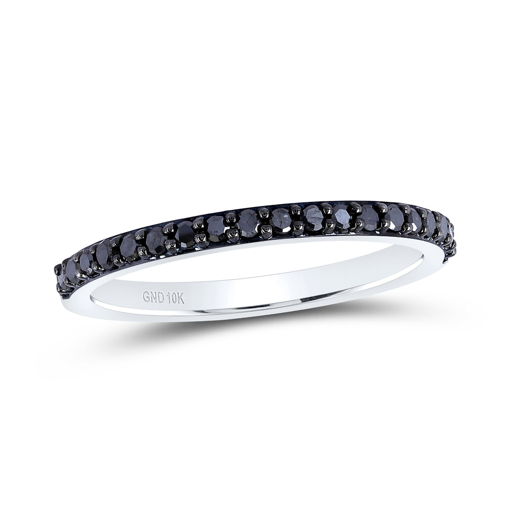 10kt White Gold 1/4 Cttw Diamond Black Bridal Wedding Engagement Anniversary Womens Band, Women Size: 5-9