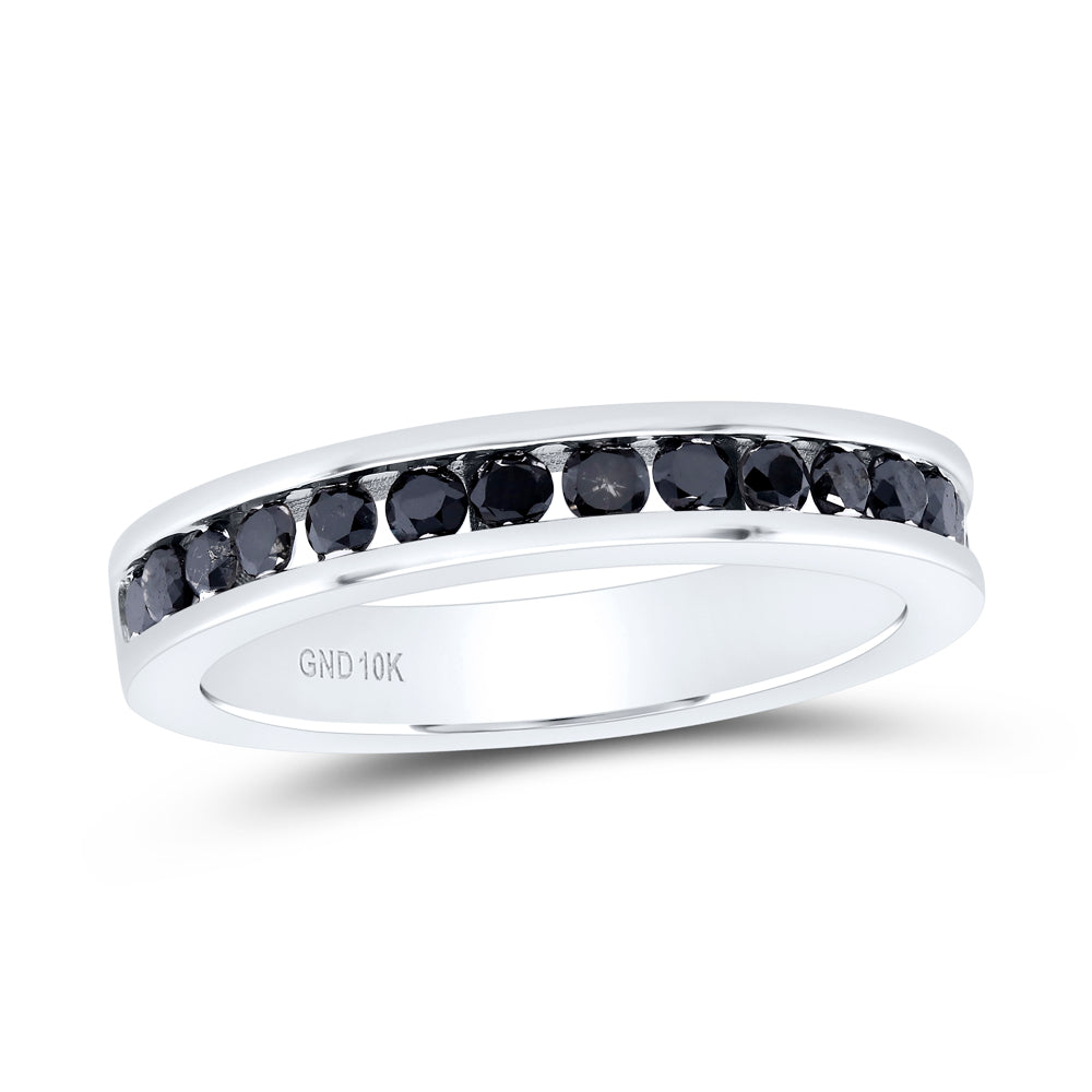 10K White Gold 1/2 Cttw Natural Diamond Black Gift Ladies Band