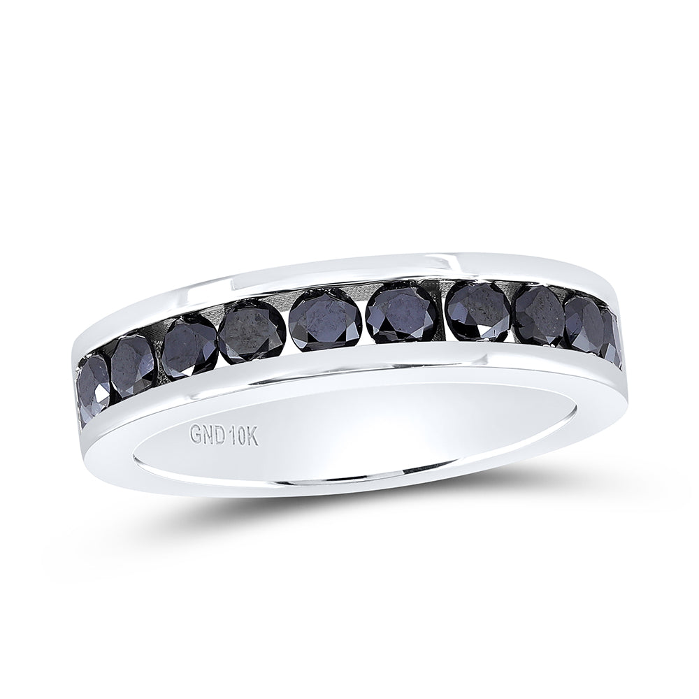 10kt White Gold 1 Cttw Diamond Black Bridal Wedding Engagement Anniversary Womens Band, Women Size: 5-9