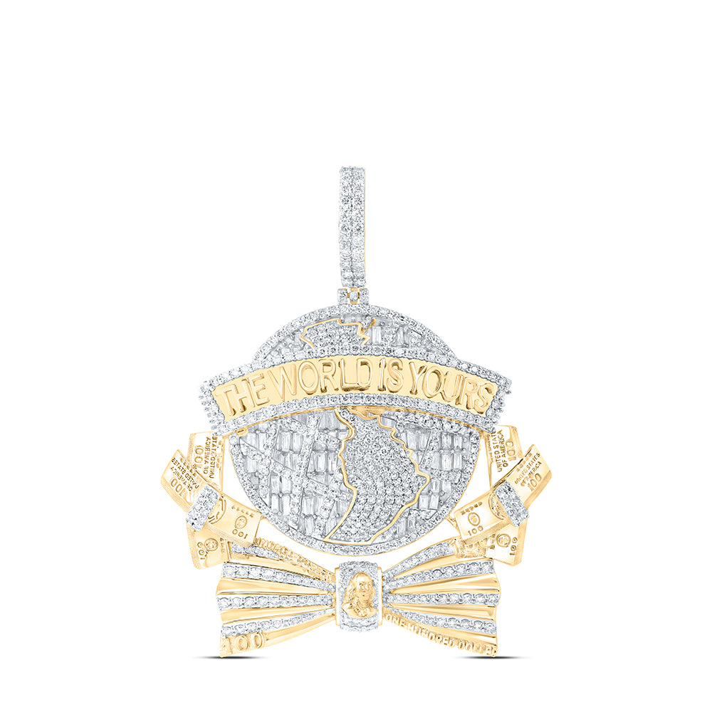 10kt Yellow Gold 5 3/4 Cttw Diamond Money Globe World Mens Charm