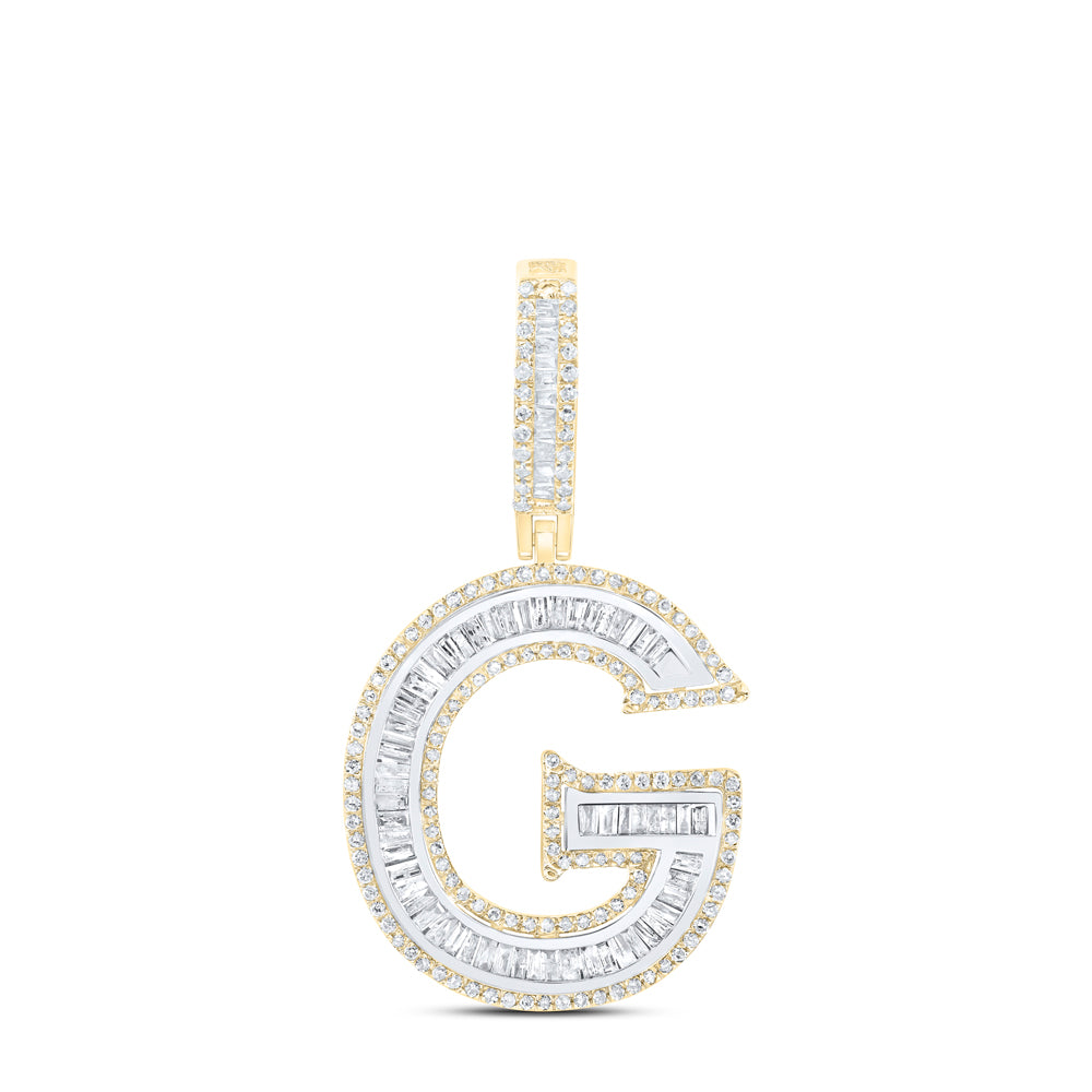 10k Yellow Gold Diamond Initial Mens Pendant