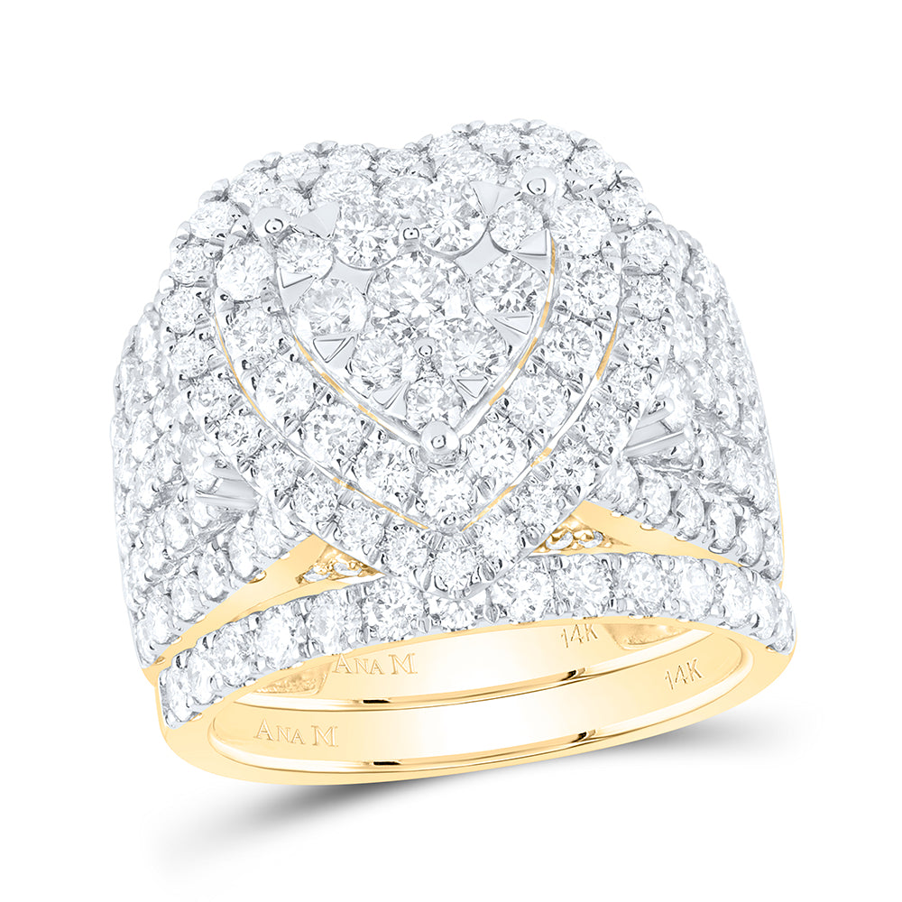 14kt Yellow Gold 3 3/4 Cttw Diamond Ana M Fashion Wedding Engagement Anniversary Bridal Set, Women Size: 5-9