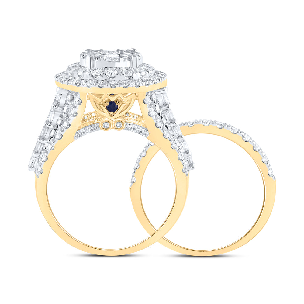 14kt Yellow Gold 3 7/8 Cttw Diamond Ana M and 1/5 Cttw Round Fashion Wedding Engagement Anniversary Bridal Set, Women Size: 5-9