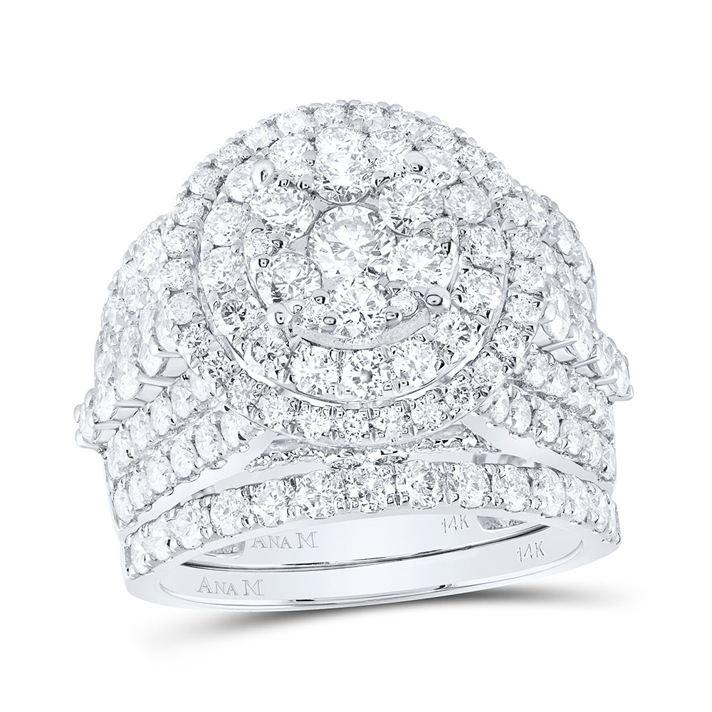 14K White Gold 3 7/8 Ctw Diamond 1/5 Ct-Crd Fashion Bridal Set, Womens Size: 5-9