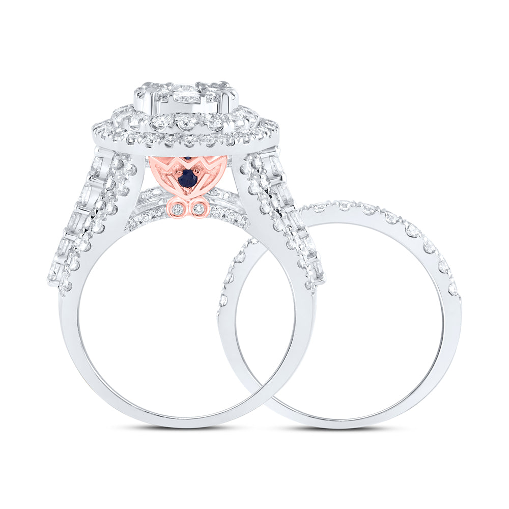 14K White Gold 3 7/8 Ctw Diamond 1/5 Ct-Crd Fashion Bridal Set, Womens Size: 5-9