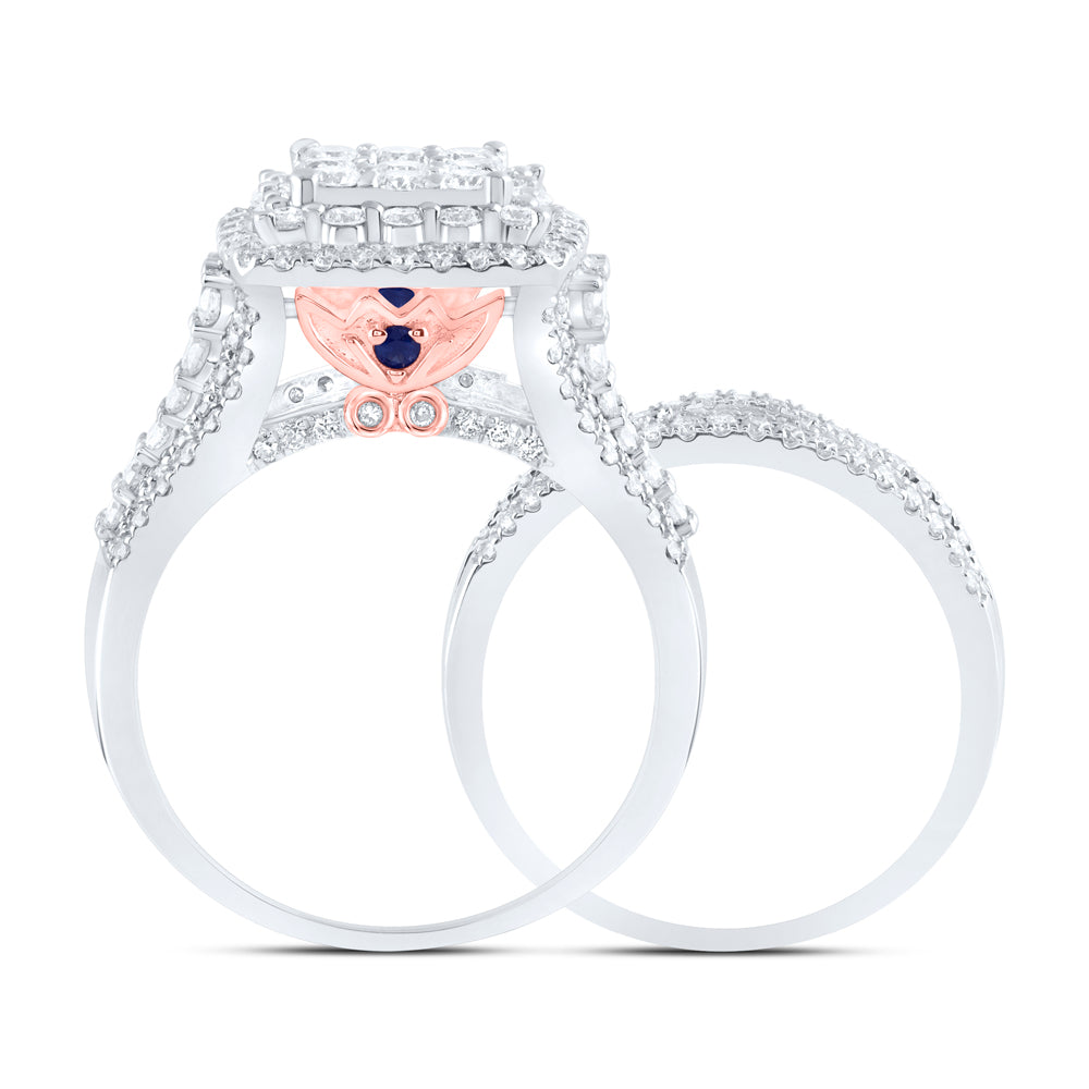 14kt White Gold 2 Cttw Diamond Ana M Fashion Wedding Engagement Anniversary Bridal Set, Women Size: 5-9