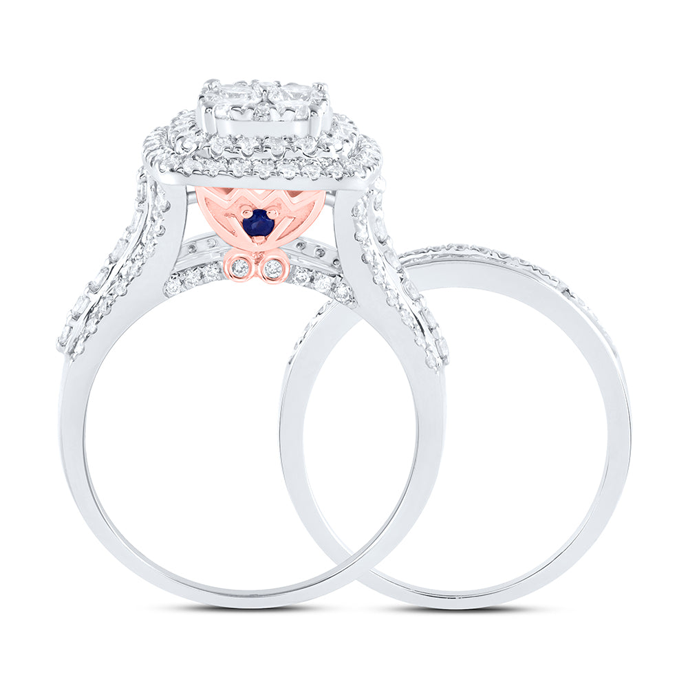 14k White Gold Diamond Ana M Fashion Wedding Engagement Anniversary Bridal Set