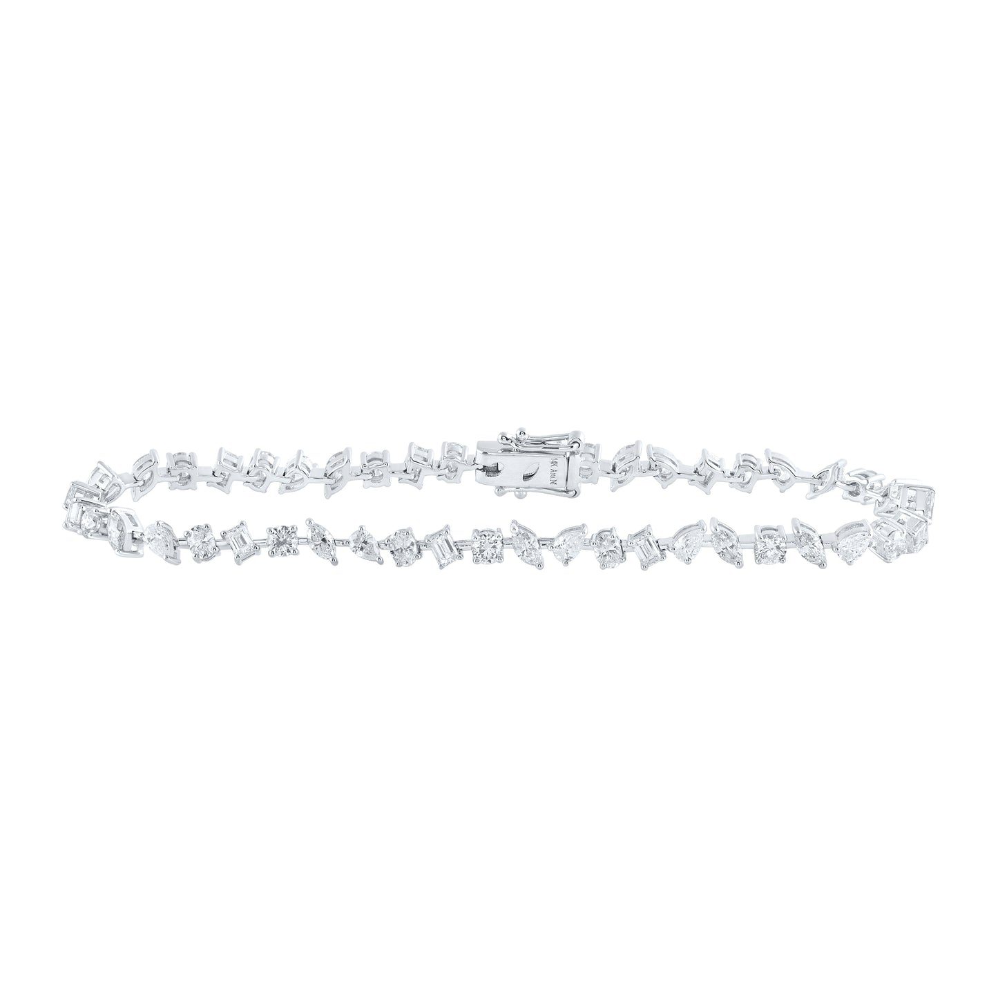 14K White Gold 4 1/3Ctw Natural Diamond Ana M Fashion Bracelet (7 Inch)