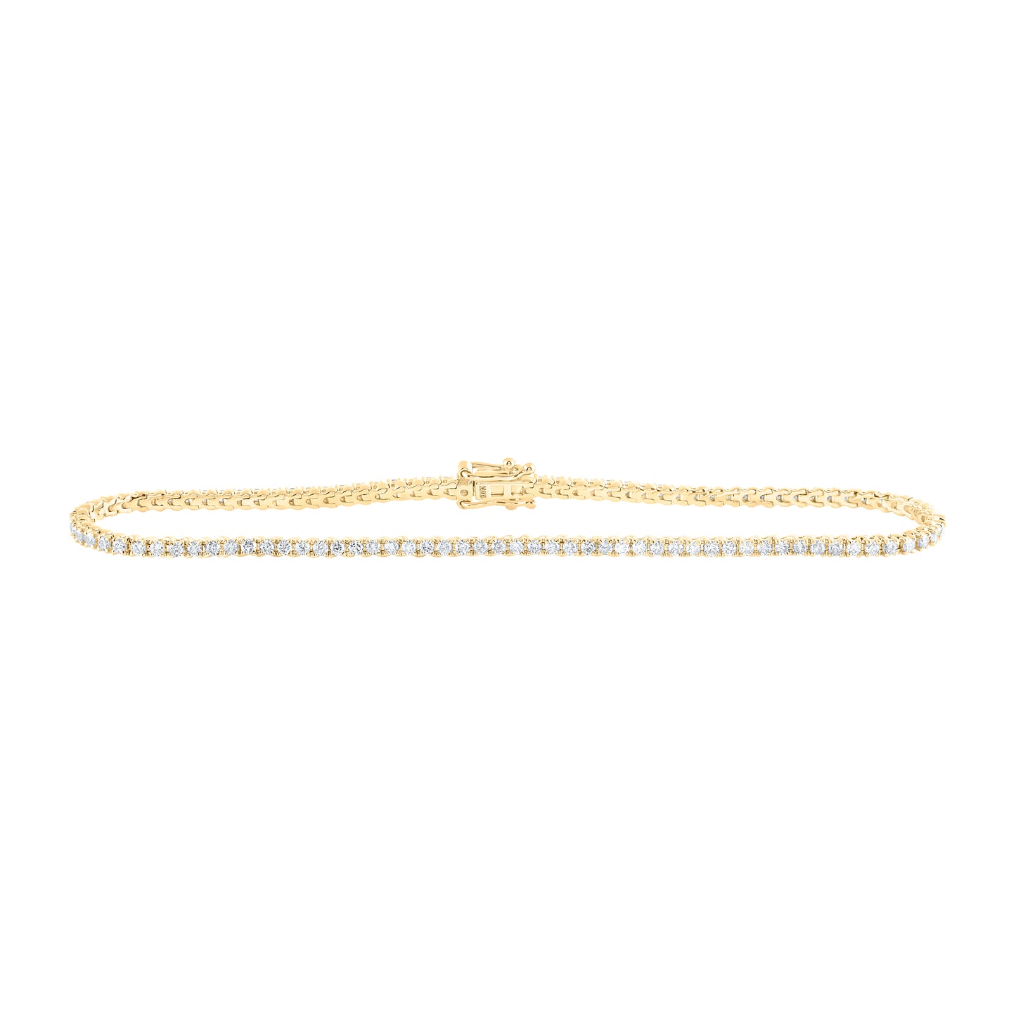 10K Yellow Gold 1 1/2Ctw Natural Diamond Tennis Bracelet (7 Inch)