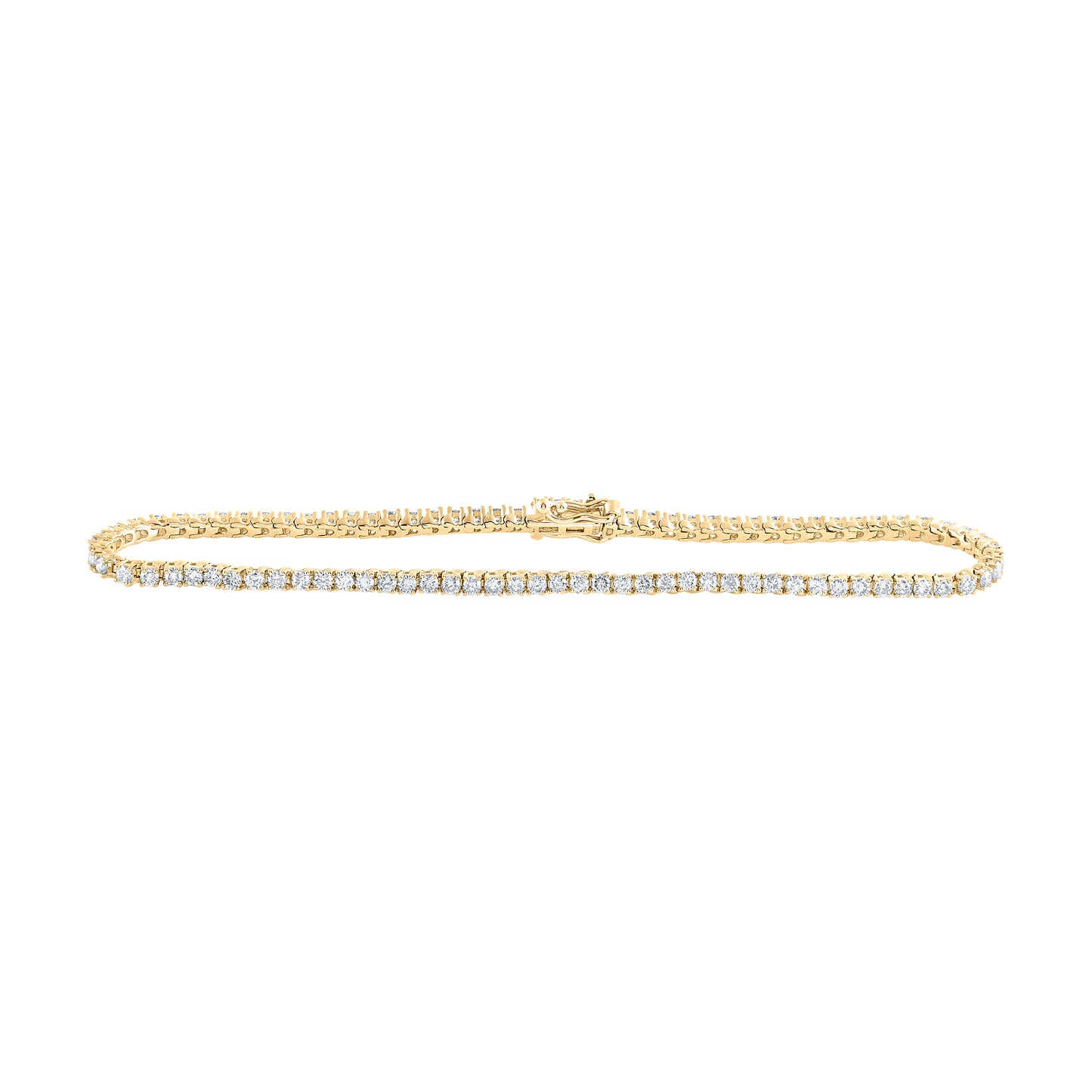 10kt Yellow Gold 2 1/5 Cttw Diamond Tennis Bracelet, Length: 7 Inch